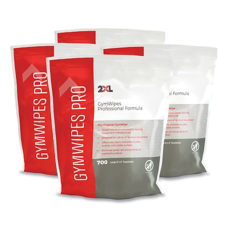 2Xl Gym Wipes Professional, 6 x 8, Unscented, 700/PK, PK4 TXL L38